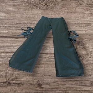 Vanessa Riley Women’s Black 100% Wool Silk Lined Slit Wide Leg Pants Size 8 NWT